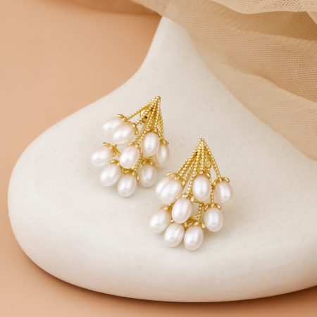 Cluster Drop Pearl Earrings