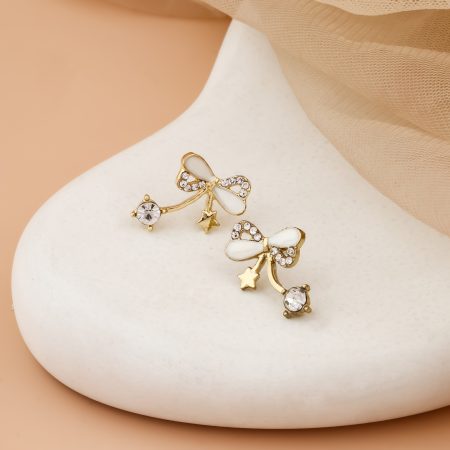 Star Charm Bow Stud Earrings