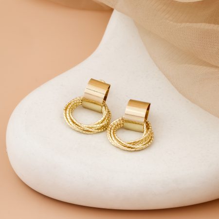 Textured Circle Stud Earrings – Modern Geometry with Classic Shine