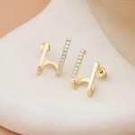 Crystal Accent "Hi" Typography Stud Earrings