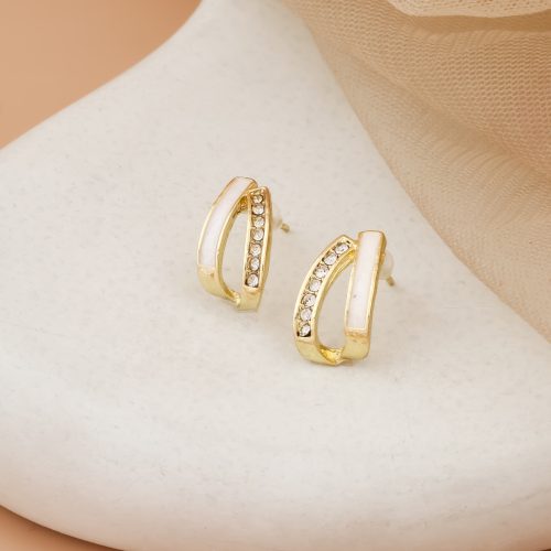 Dual-Arc Crystal Accent Stud Earrings