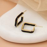 Bold Black Geometric Hoop Earrings