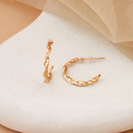 Twisted Organic Mini Hoop Earrings – Modern Minimal with Edge