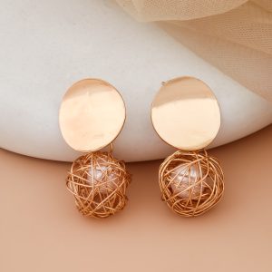 Wired Pearl Cage Drop Earrings – Artistic Statement Style