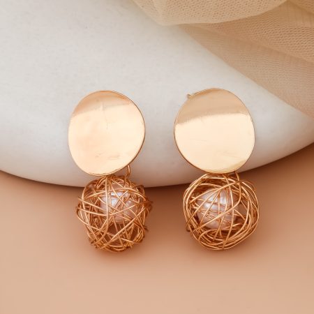 Wired Pearl Cage Drop Earrings – Artistic Statement Style