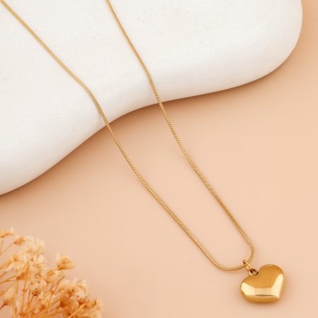 Puffed Heart Pendant Necklace – Classic with a Modern Glow
