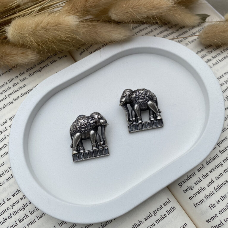 Premium Oxidized Elephant Stud Earrings – Traditional Boho Charm
