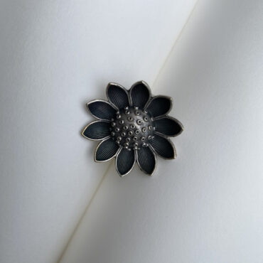 Premium Oxidized Sunflower Adjustable Ring – Boho Chic Statement