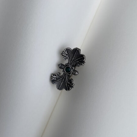 Premium Oxidized Statement Ring with Green Stone – Adjustable Vintage Design