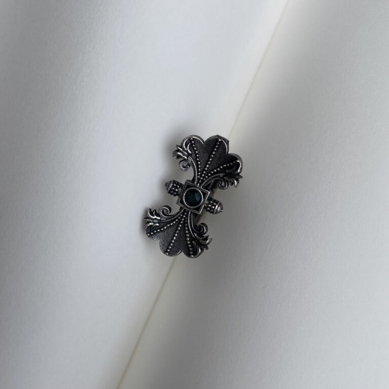 Premium Oxidized Statement Ring with Green Stone – Adjustable Vintage Design